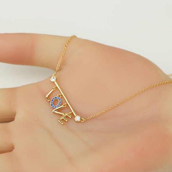 Elegant Rose Gold 'LOVE' Pendant Necklace with Dainty Chain, XPNL0197 - Picture 3 of 13